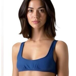 J. Crew Dark Blue Heritage Scoopneck Bikini Top 90s Medium Swimsuit Resortwear